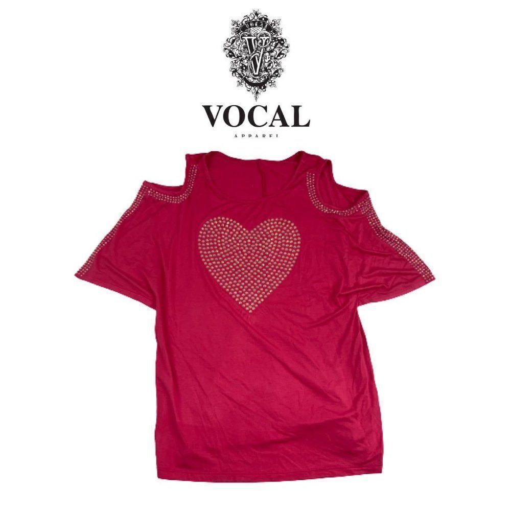 Vocal Pink Rhinestone Top. Sz L